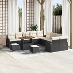 vidaXL Ensemble de Canapés de Jardin de 13 Pièces avec Coussins en Rattan Poly Noir