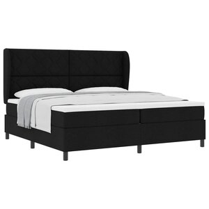 vidaXL Lit à ressorts avec matelas Noir 200 x 200 cm tissu