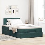 vidaXL Cadre de lit ottoman avec matelas vert foncé 120x200 cm velours