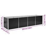 vidaXL Lit surélevé de jardin Anthracite 320x80x77 cm Acier galvanisé