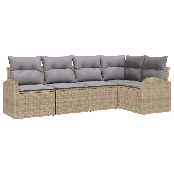 vidaXL Ensemble de canapé de jardin 5 Pièces beige et gris clair