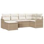 Ensemble de canapé de jardin vidaXL 6 pièces avec coussins beige poly rotin
