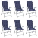 vidaXL Coussins de chaise à dossier haut lot de 6 bleu marine tissu