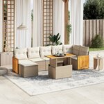 vidaXL Salon de jardin avec coussins 8 Pièces beige résine tressée