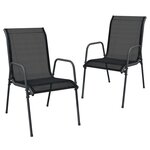 vidaXL Chaises de jardin lot de 2 Acier et textilène Noir