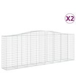 vidaXL Paniers à gabions arqués 2 Pièces 400x50x140/160 cm Fer galvanisé