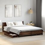 vidaXL Cadre de lit avec tiroirs sans matelas chêne marron 150x200 cm