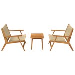 vidaXL Chaise de Jardin avec Table 3 Pièces Beige Bois Massif d'Acacia