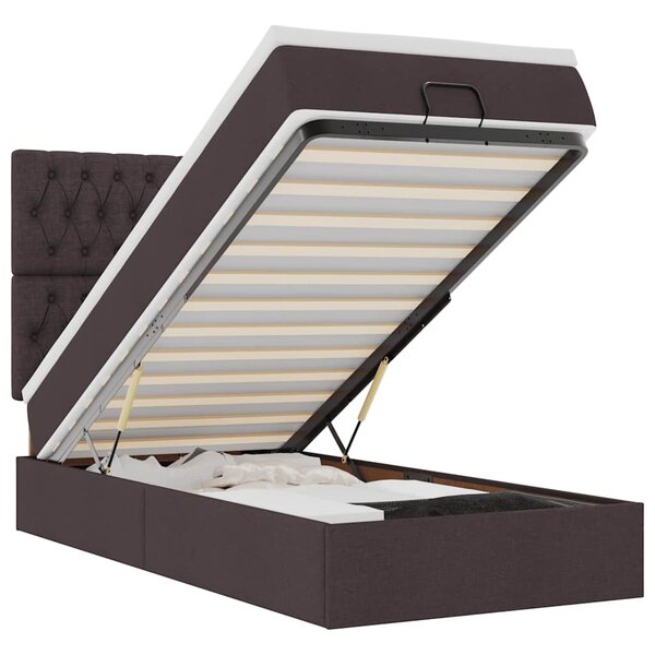 vidaXL Cadre de lit ottoman avec matelas marron foncé 80x200 cm tissu