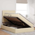 vidaXL Lit de rangement LED avec matelas Crème 120 x 190 cm Tissu