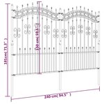 vidaXL Clôture de jardin avec sommet de lance Noir 190 cm