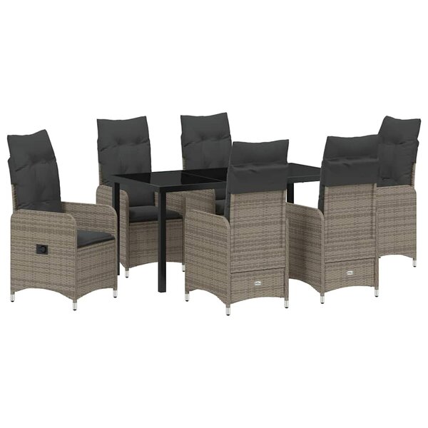 vidaXL Ensemble de salle à manger pour jardin 7 Pièces Gris polyrotin