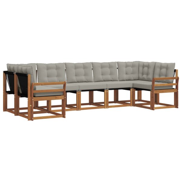vidaXL Ensemble de canapés d'extérieur 7 pc Gris Naturel et Clair
