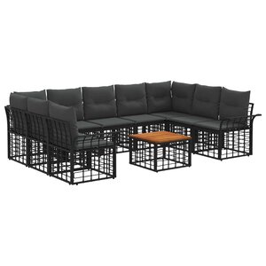 vidaXL Ensemble de canapés d'extérieur 10 Pièces Noir et Gris foncé