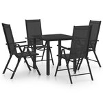 vidaXL Ensemble à manger de jardin 5 Pièces Aluminium Noir