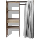 Vidaxl garde-robe avec rideau réglable en largeur 121-168 cm chêne