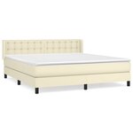 vidaXL Lit à sommier tapissier avec matelas Crème 160x200cm Similicuir