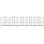 vidaXL Clôture de jardin à dessus en lance Acier (1 75-2)x8 5 m Noir