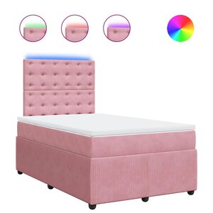 vidaXL Sommier à lattes de lit avec matelas Rose 120x200 cm Velours