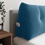 vidaXL Coussin de Dos Bleu 180 x 24 x 50 cm Velours