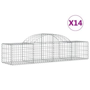 vidaXL Paniers à gabions arqués 14 Pièces 200x50x40/60 cm fer galvanisé