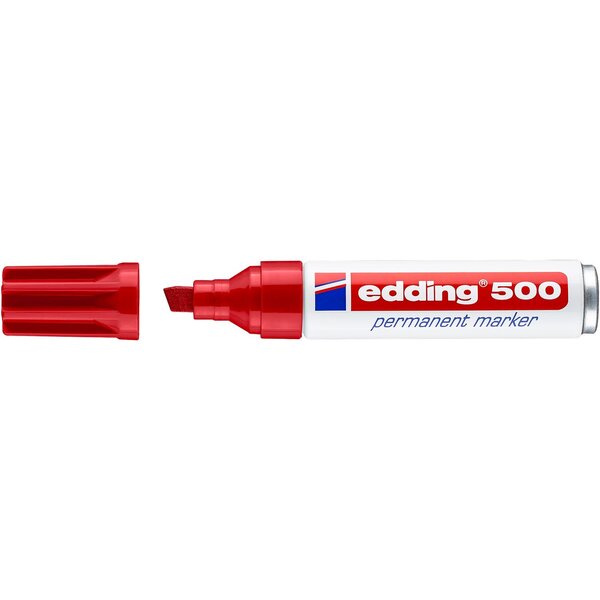 Marqueur Permanent 500 Corps Alu Rouge Pointe Biseautée 2-7 mm EDDING