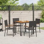 Ensemble de salle à manger de jardin vidaXL 5 pièces Rotin noir