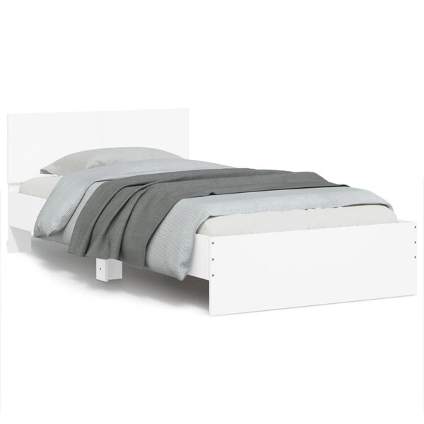 vidaXL Cadre de lit sans matelas avec tête de lit blanc 100x200 cm