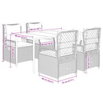 vidaXL Ensemble à manger de jardin et coussins 5 Pièces gris clair rotin