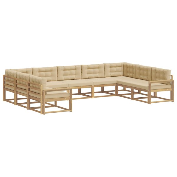 vidaXL Ensemble de canapés d'extérieur 9 pc Blanc et Beige