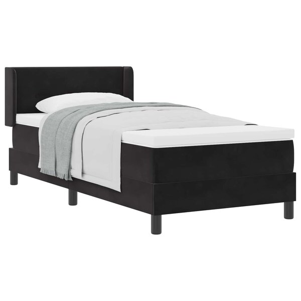 vidaXL Lit à ressorts avec tête de lit Noir 200 x 90 cm Velours
