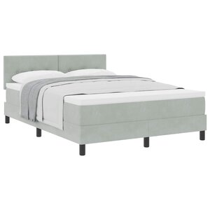 vidaXL Lit à ressorts avec matelas Gris clair 160 x 200 cm Velours