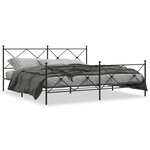 vidaXL Cadre de lit métal sans matelas avec pied de lit noir 193x203cm