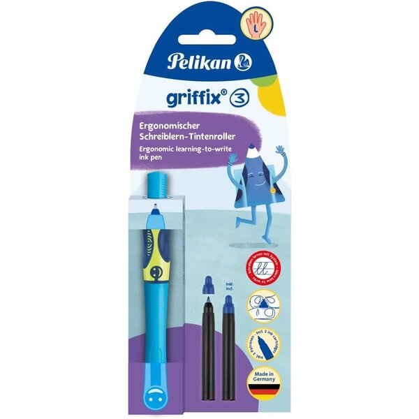 Stylo Roller Griffix Spécial GAUCHERS Neon Fresh Blue à Cartouche PELIKAN
