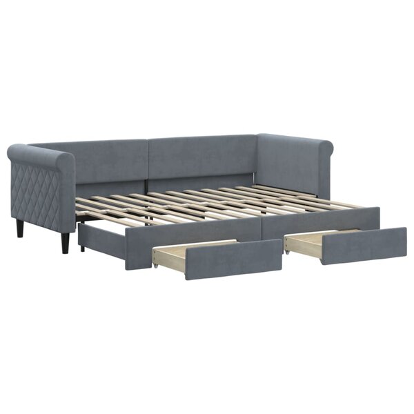 vidaXL Lit de jour avec gigogne et tiroirs sans matelas 80x200 cm