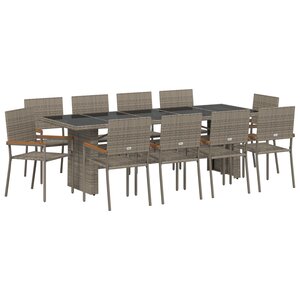 vidaXL Ensemble de salle à manger pour jardin 11 Pièces Gris Poly rotin