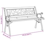 Banc de jardin vidaXL avec dossier à motif de roses 116 cm en bois