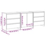 vidaXL Buffet avec tiroir 3 Pièces Noir 70 x 41 x 75 cm Bois d'ingénierie