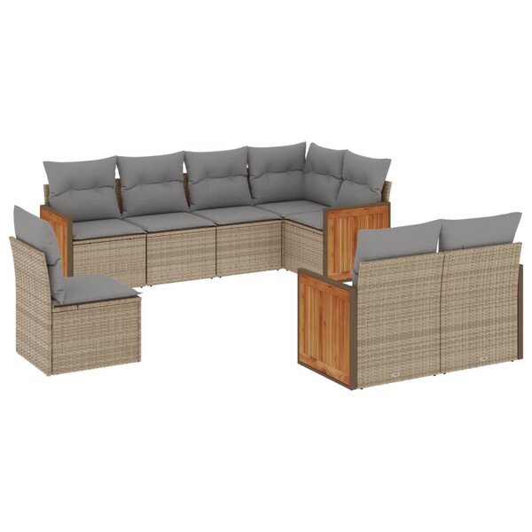 vidaXL Salon de jardin avec coussins 8 Pièces beige résine tressée