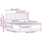 vidaXL Cadre de lit avec tête de lit rembourrée Noir 160 x 200 cm