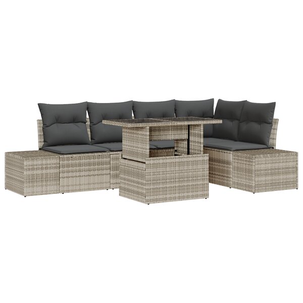 vidaXL Ensemble de 6 Canapés de Jardin avec Coussins Gris en Rotin Poly
