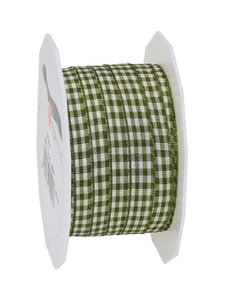 Ruban textile carreau de vichy 20-m-rouleau 10 mm olive/créme