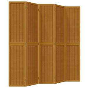vidaXL Cloison de séparation 5 panneaux marron bois paulownia massif