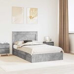 vidaXL Lit de Rangement Gris béton 135 x 190 cm Bois d'ingénierie