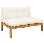 vidaXL Sofa de jardin milieu Blanc Naturel et Crème Bois d'acacia