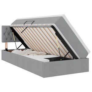vidaXL Lit avec rangement et LED avec LED Gris clair 90 x 190 cm tissu