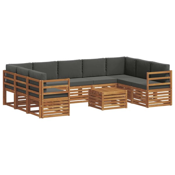 vidaXL Ensemble de canapés d'extérieur 10 pc Naturel et Anthracite