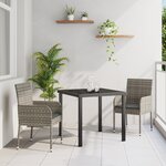 vidaXL Ensemble de jardin 3 pièces avec coussins gris en poly rotin