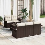 vidaXL Ensemble de canapé de jardin avec coussin 6 Pièces Marron  Crème