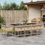 vidaXL Ensemble à manger de jardin coussins 13 Pièces mélange beige rotin